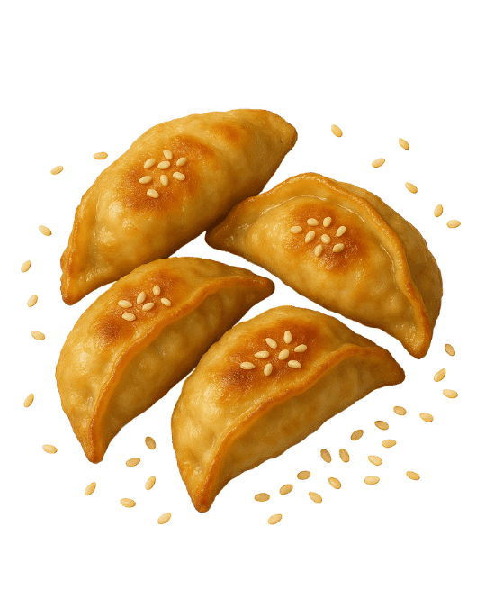 Gyozas — 4 gyozas rellenas de cerdo y vegetales (al vapor o fritas).